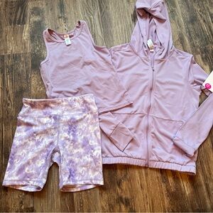 90 Degree By Reflex Lavender 3 piece Activewear Set